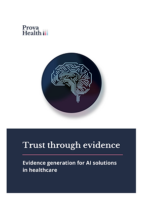 Cover of the white paper: Trust through evidence: Evidence generation for AI solutions in healthcare